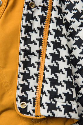 Sárga színű kifordítható kabát pepita mintával