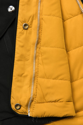 Kifordítható kabát behúzással - fekete és sárga színű