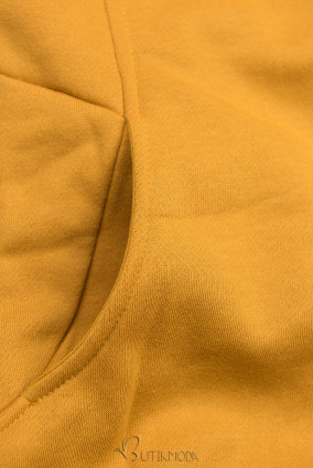 Sárga színű felső, kapucniján virágmintás béléssel