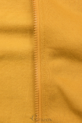 Sárga színű hosszított felső kapucnival