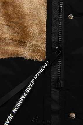 Fekete színű  hosszú téli kabát