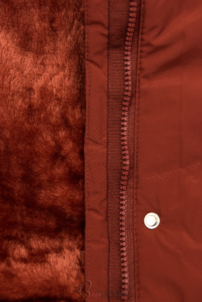 Paliszanderbarna színű téli kabát plüss béléssel