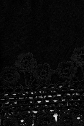 Fekete színű rövid ruha csipkével