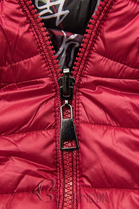 Piros színű steppelt dzseki színes béléssel