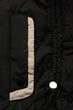 Fekete színű sportos steppelt dzseki