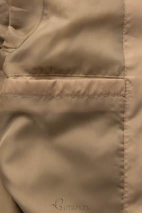 Bézs színű tavaszi kabát A-vonalú fazonban