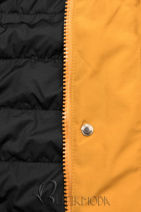 Kifordítható kabát behúzással - sárga és fekete színű