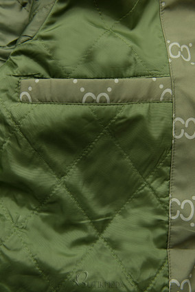 Zöld színű mintás parka levehető kapucnival