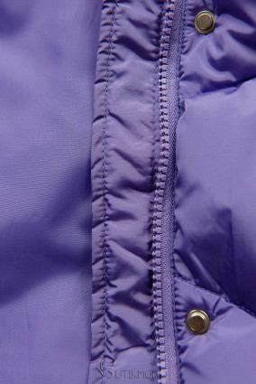 Lila színű téli kapucnis dzseki műszőrmével
