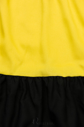 Fehér, sárga és fekete színű nyári viszkóz ruha