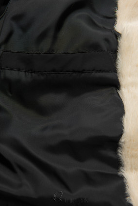 Fekete színű steppelt kabát parka fazonban