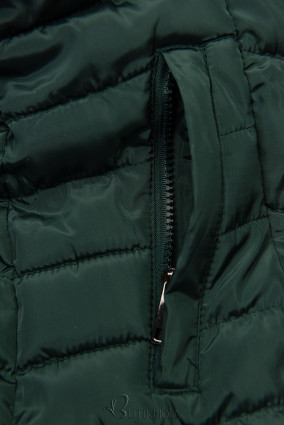 Sötétzöld színű steppelt kabát az őszi/téli szezonra