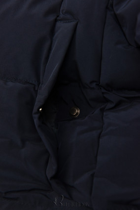 Extra meleg hosszú téli kabát - sötétkék színű
