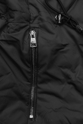 Fekete színű steppelt könnyű kabát