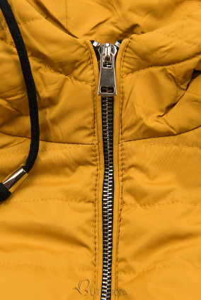 Mustársárga színű steppelt könnyű kabát