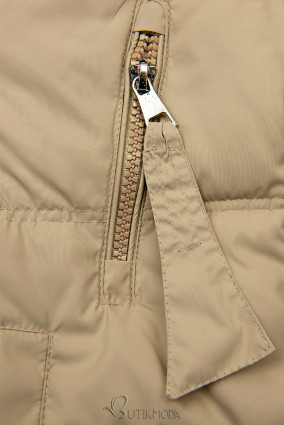 Sötétbézs színű átmeneti kapucnis dzseki