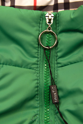 Zöld színű átmeneti dzseki kockás szegéllyel