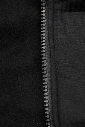Fekete színű hosszított felső steppelt kapucnival