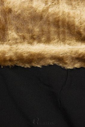 Fekete színű steppelt téli kabát kapucnival