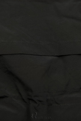 Fekete színű téli parka plüssel és műszőrmével