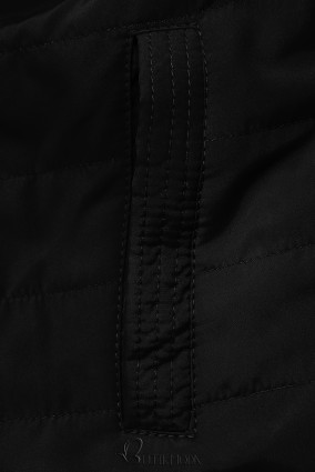 Átmeneti kifordítható parka kapucnival - paliszanderbarna és fekete színű