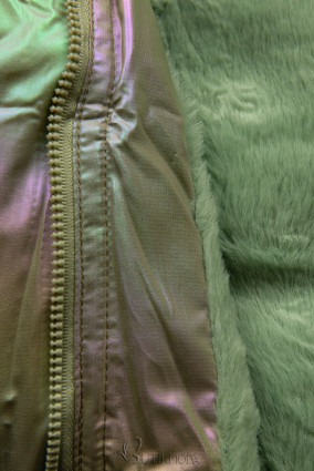 Gyöngyház zöld színű téli kabát