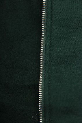 Smaragdzöld színű cipzáras felső kapucnival