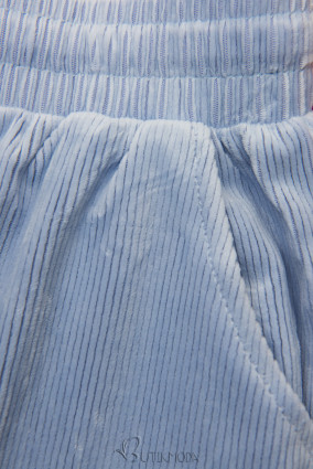 Világoskék színű laza nadrág kordbársony mintával