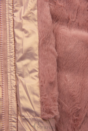 Rózsaszínű téli lány kabát kézitáskával