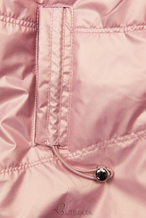Gyöngyház rózsaszínű átmeneti kapucnis dzseki