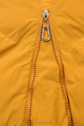 Sárga színű teli kabát hosszított fazonban