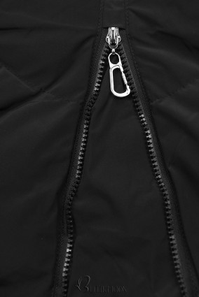 Fekete színű teli kabát hosszított fazonban