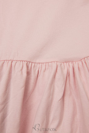Világos rózsaszínű A-vonalú pamut ruha