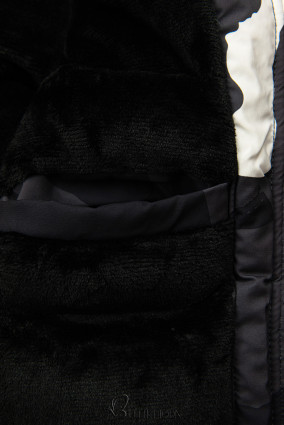 Sötétszürke színű kabát terepmintás béléssel