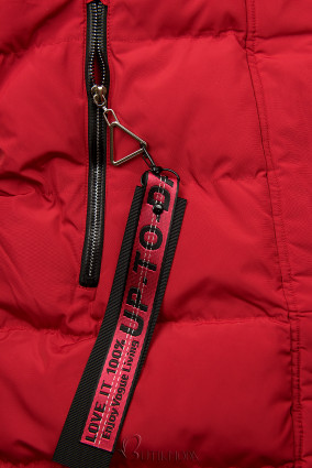 Piros színű hosszított téli kabát