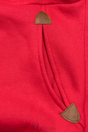 Piros színű hosszított cipzáras felső