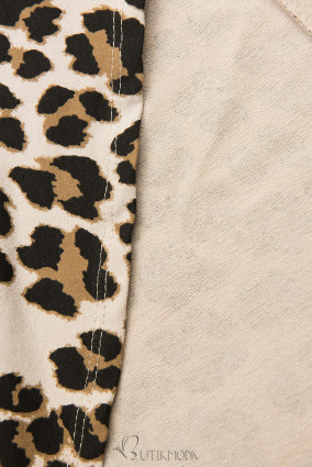 Bézs színű maxi ruha leopárd mintával