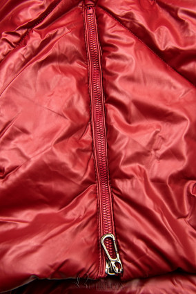 Piros színű fényes téli kabát