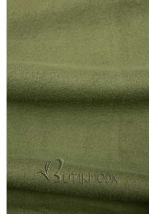 Zöld színű felső, kapucniján kockás béléssel