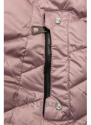Lila színű steppelt téli kabát