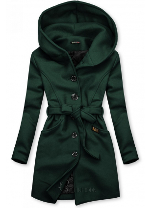 Zöld színű kabát kapucnival