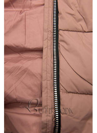 Vintage-rózsaszínű téli kabát cipzárral