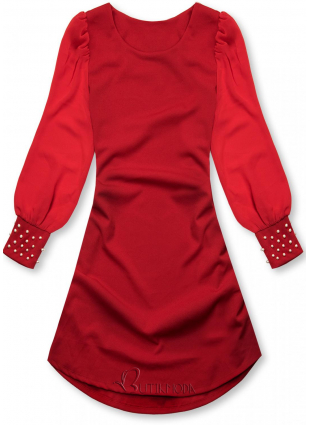 Piros színű elegáns A-vonalú ruha
