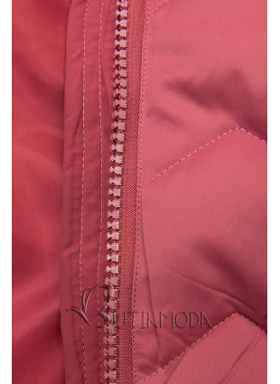 Vintage-rózsaszínű steppelt kabát az őszi/téli időszakra