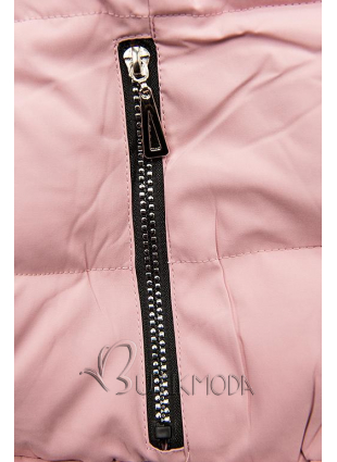 Rózsaszínű téli steppelt kabát