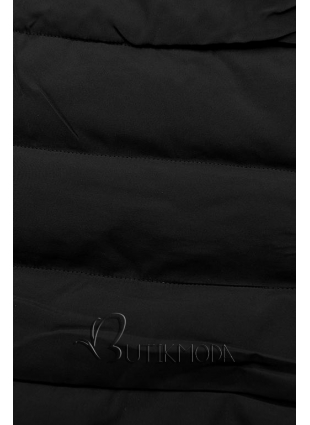 Steppelt téli kabát - fekete színű