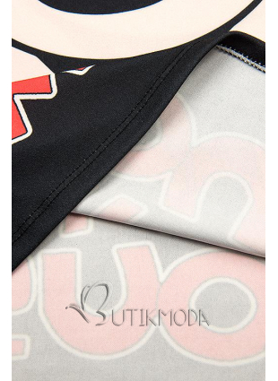 Fekete színű Plus Size csíkos tunika nyomott mintával