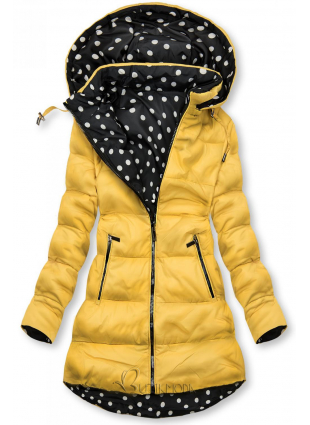 Sárga színű/pöttyös kifordítható kabát