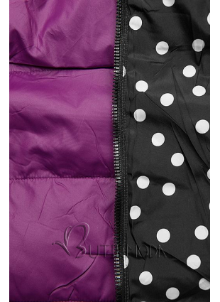 Lila színű/pöttyös kifordítható kabát