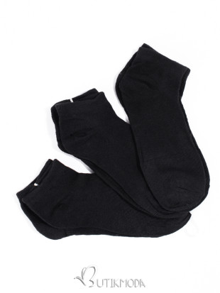 Fekete színű alacsony női zokni - három db-os kiszerelésben